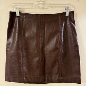 Fab’rik Faux Leather Dark Brown Fitted Mini Skirt | Size M